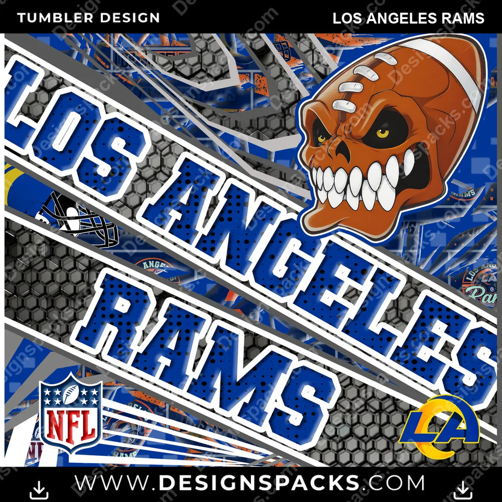 Football Angry Sports Los Angeles Rams NFL Football Tumbler Digital Wrap Design Download