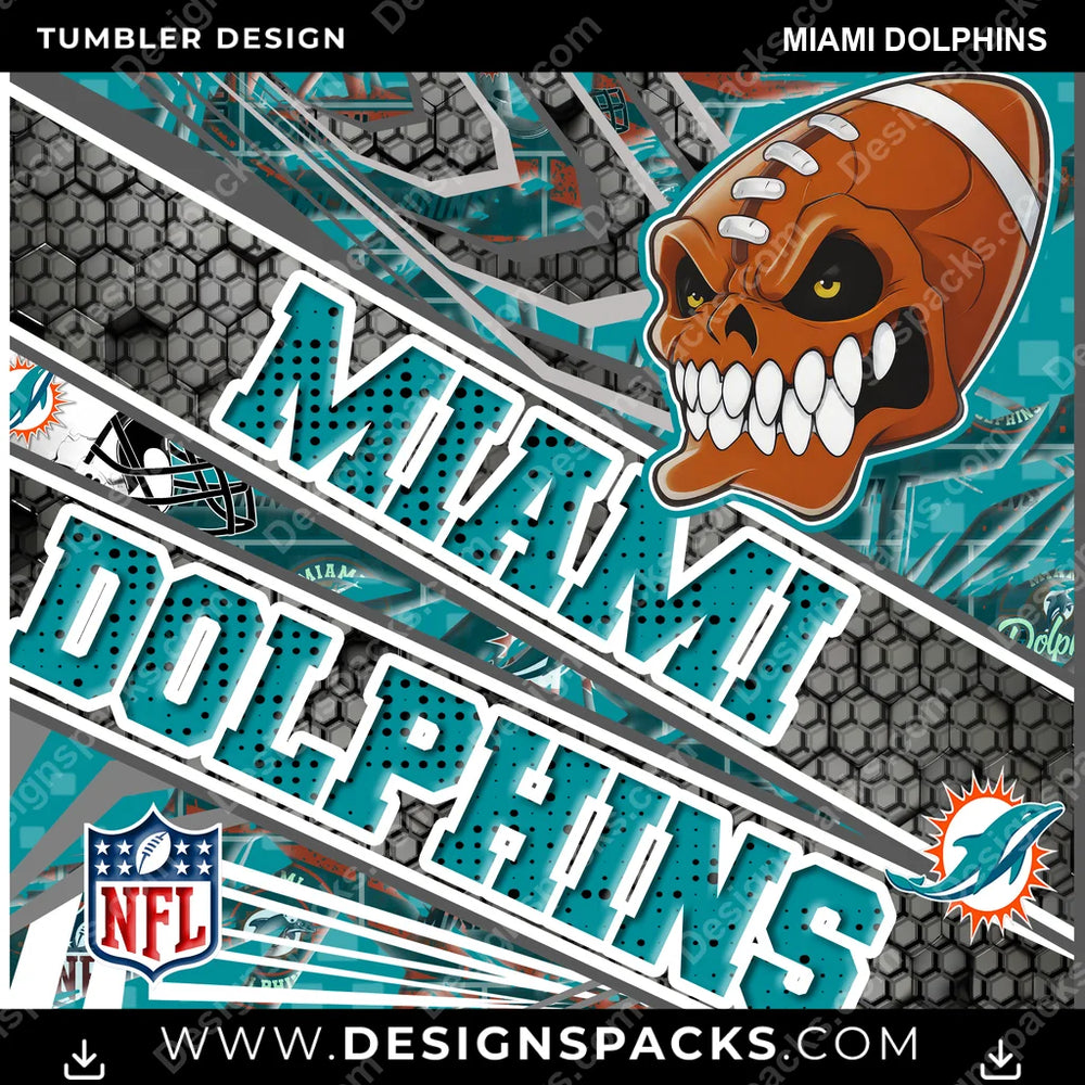 Football Angry Sports Miami Dolphins NFL Football Tumbler Digital Wrap Design Download