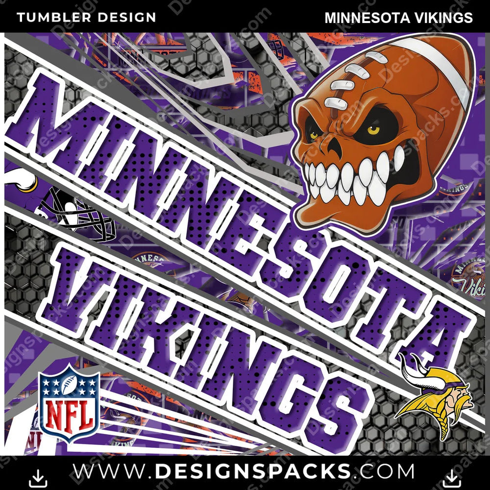Football Angry Sports Minnesota Vikings NFL Football Tumbler Digital Wrap Design Download