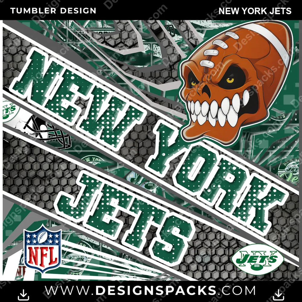 Football Angry Sports New York Jets NFL Football Tumbler Digital Wrap Design Download