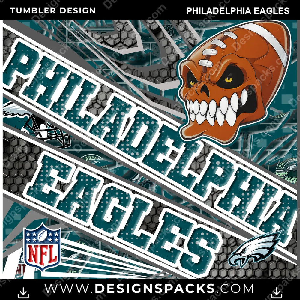 Football Angry Sports Philadelphia Eagles NFL Football Tumbler Digital Wrap Design Download