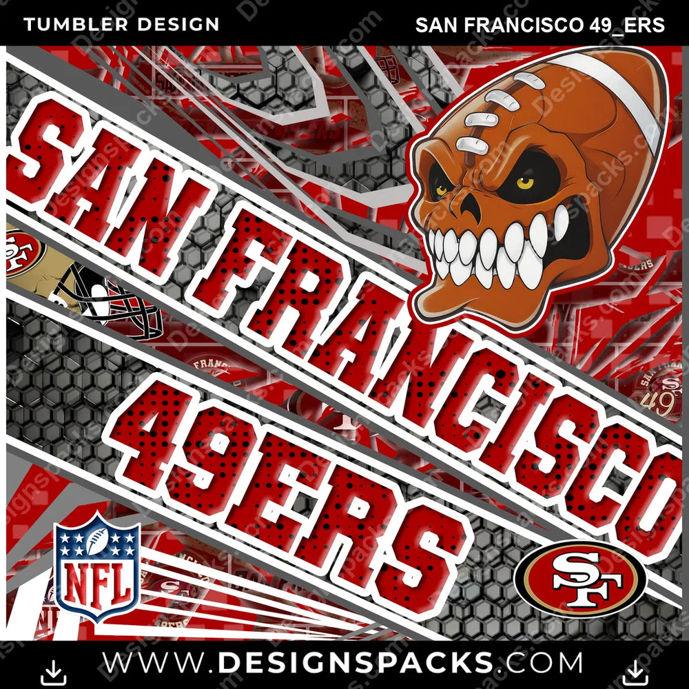 Football Angry Sports San Francisco 49ers NFL Football Tumbler Digital Wrap Design Download