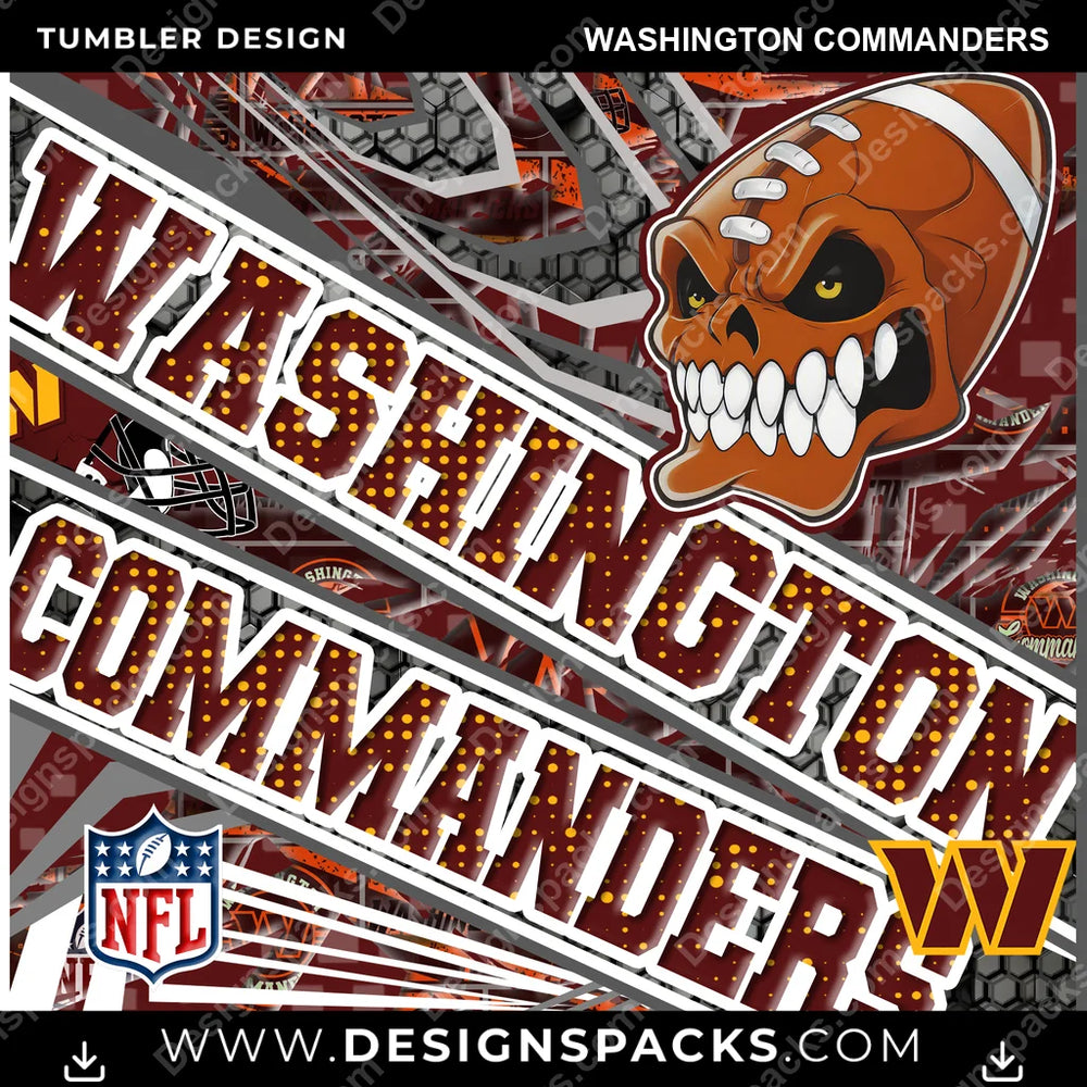 Football Angry Sports Washington Commanders NFL Football Tumbler Digital Wrap Design Download
