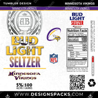将图片加载到图库查看器中，Football Bud Light Seltzer Minnesota Vikings NFL Football Tumbler Digital Wrap Design Download
