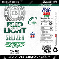 Load image into Gallery viewer, Football Bud Light Seltzer New York Jets NFL Football Tumbler Digital Wrap Design Download
