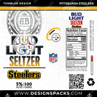 Load image into Gallery viewer, Football Bud Light Seltzer Pittsburgh Steelers NFL Football Tumbler Digital Wrap Design Download
