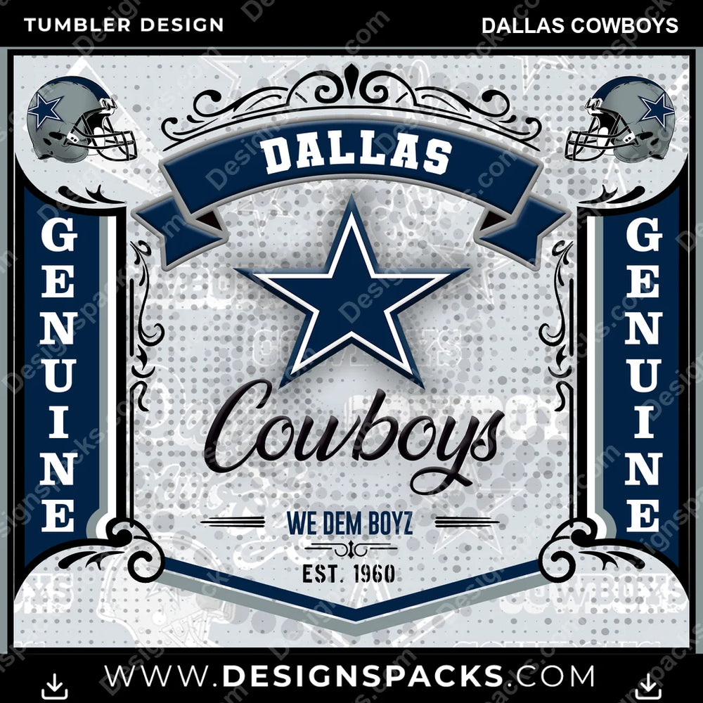 Football Bud Dallas Cowboys NFL Football Tumbler Digital Wrap Design Download