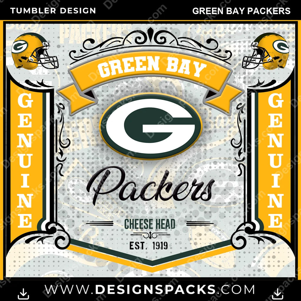 Football Bud Green Bay Packers NFL Football Tumbler Digital Wrap Design Download