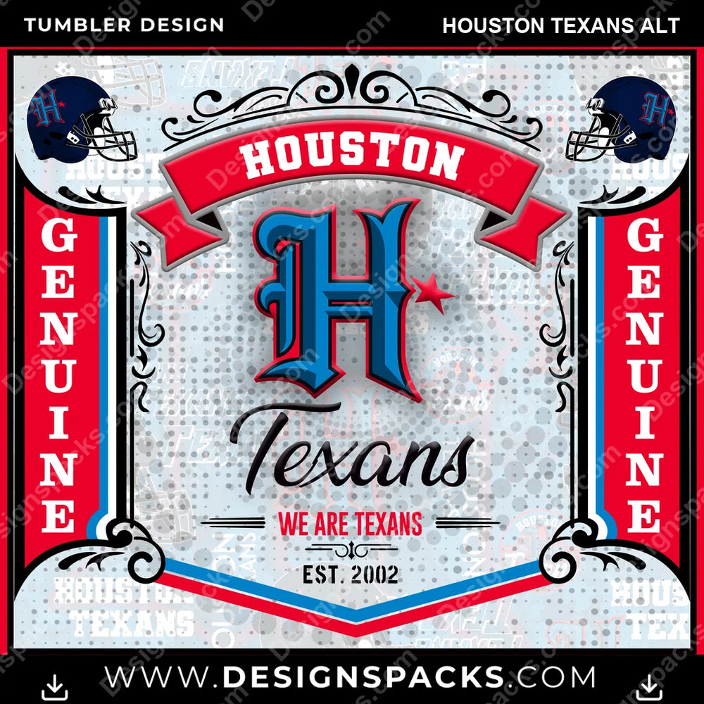 Football Bud Houston Texans Alt NFL Football Tumbler Digital Wrap Design Download