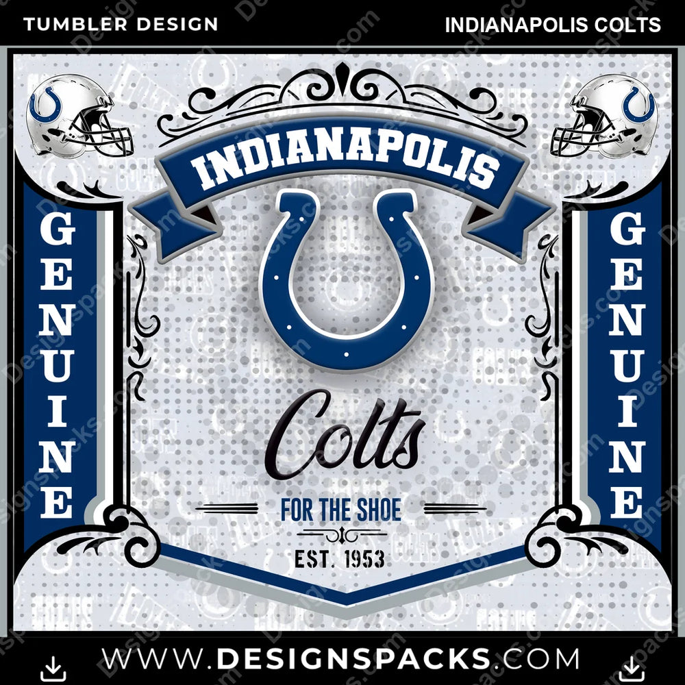 Football Bud Indianapolis Colts NFL Football Tumbler Digital Wrap Design Download