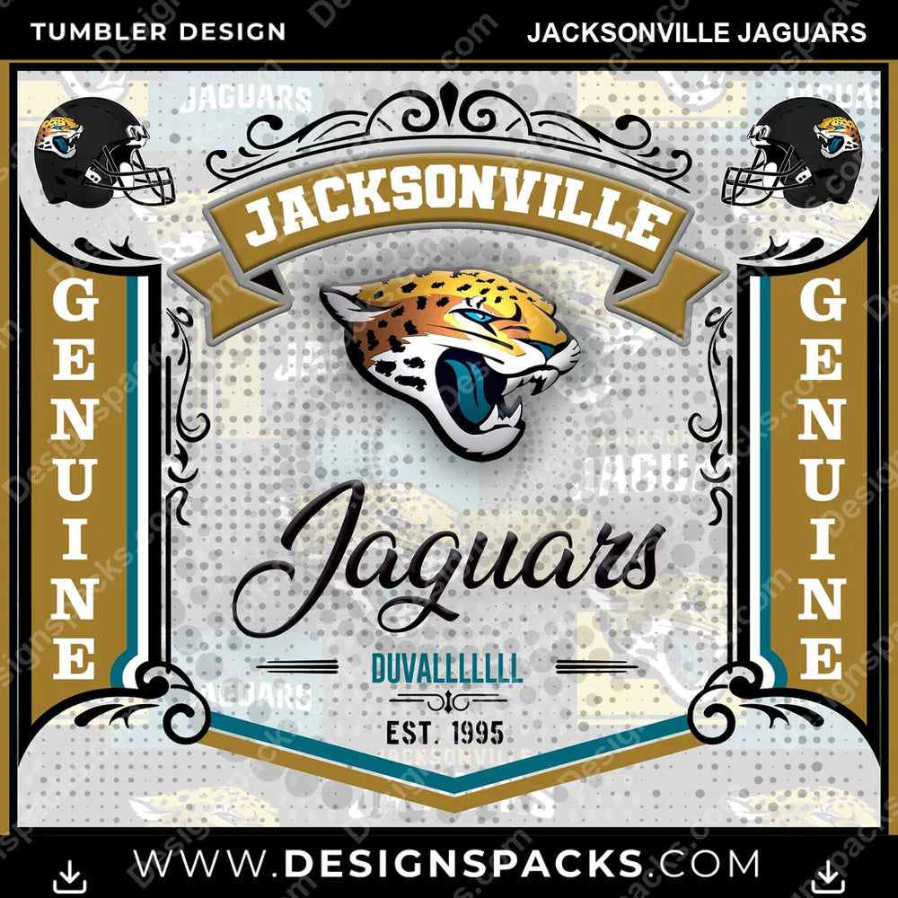 Football Bud Jacksonville Jaguars NFL Football Tumbler Digital Wrap Design Download
