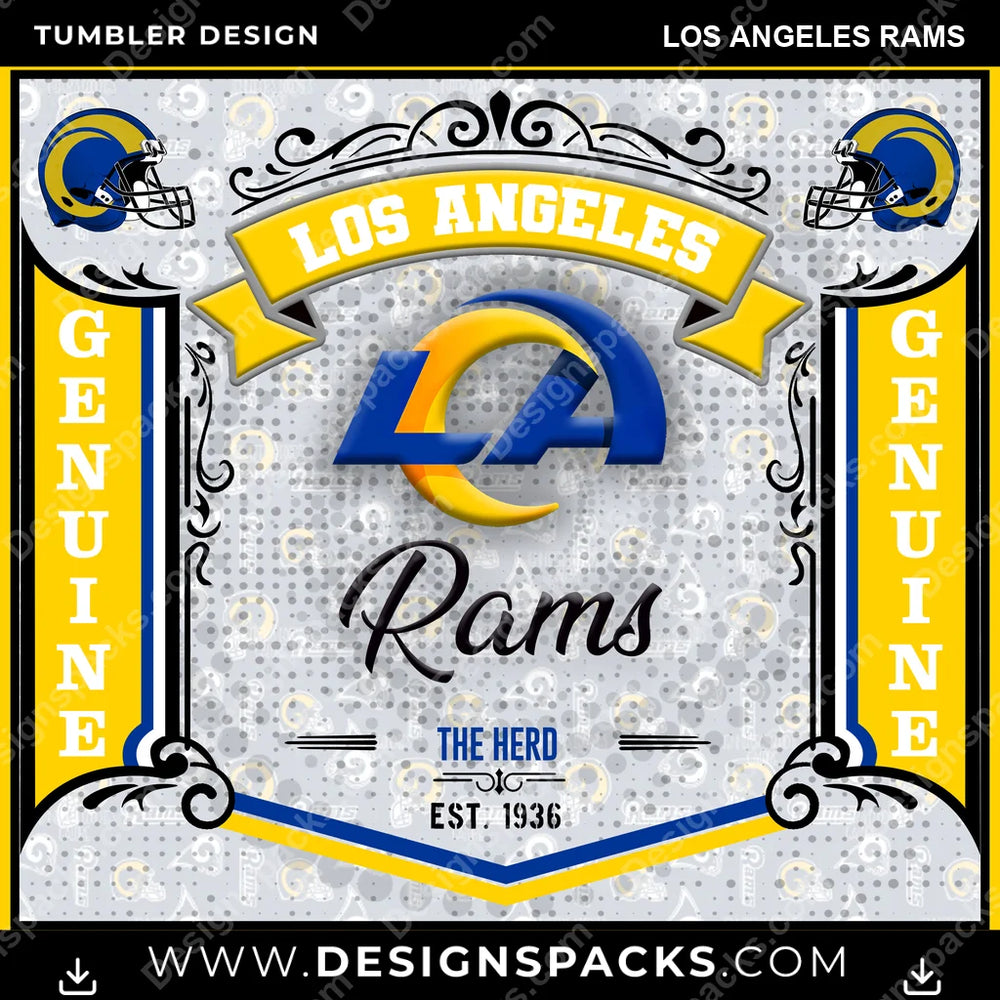 Football Bud Los Angeles Rams NFL Football Tumbler Digital Wrap Design Download