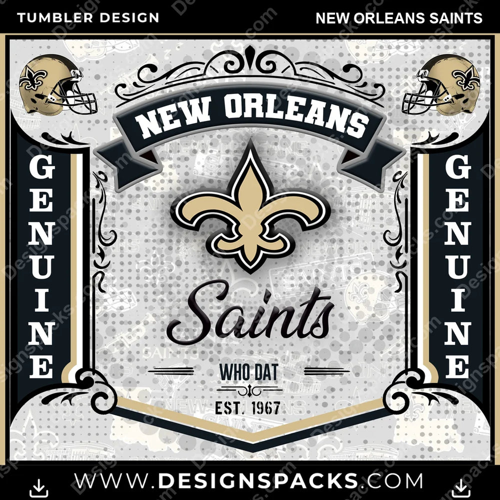 Football Bud New Orleans Saints NFL Football Tumbler Digital Wrap Design Download
