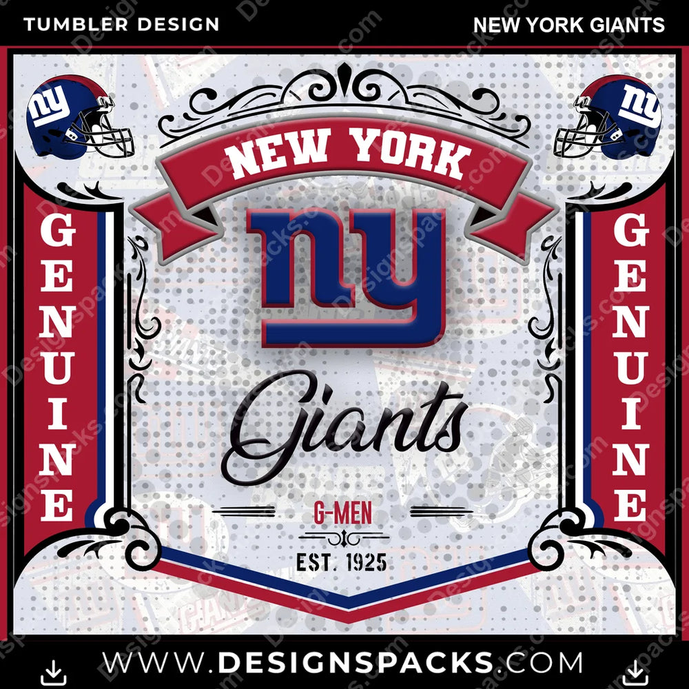 Football Bud New York Giants NFL Football Tumbler Digital Wrap Design Download