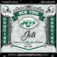 将图片加载到图库查看器中，Football Bud New York Jets NFL Football Tumbler Digital Wrap Design Download
