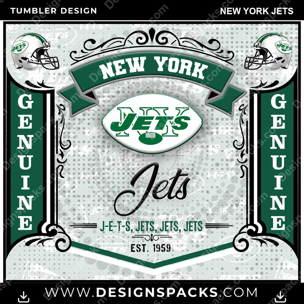 Football Bud New York Jets NFL Football Tumbler Digital Wrap Design Download