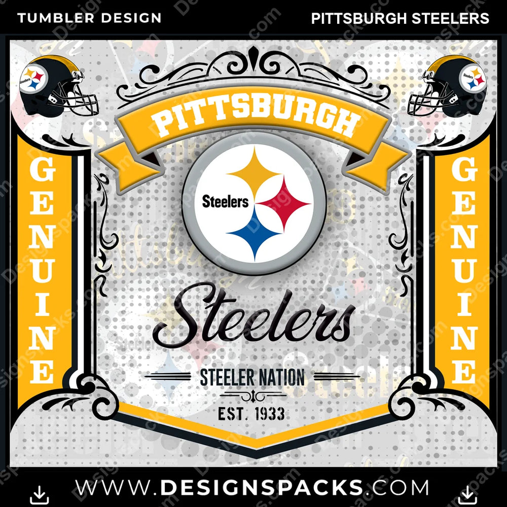 Football Bud Pittsburgh Steelers NFL Football Tumbler Digital Wrap Design Download