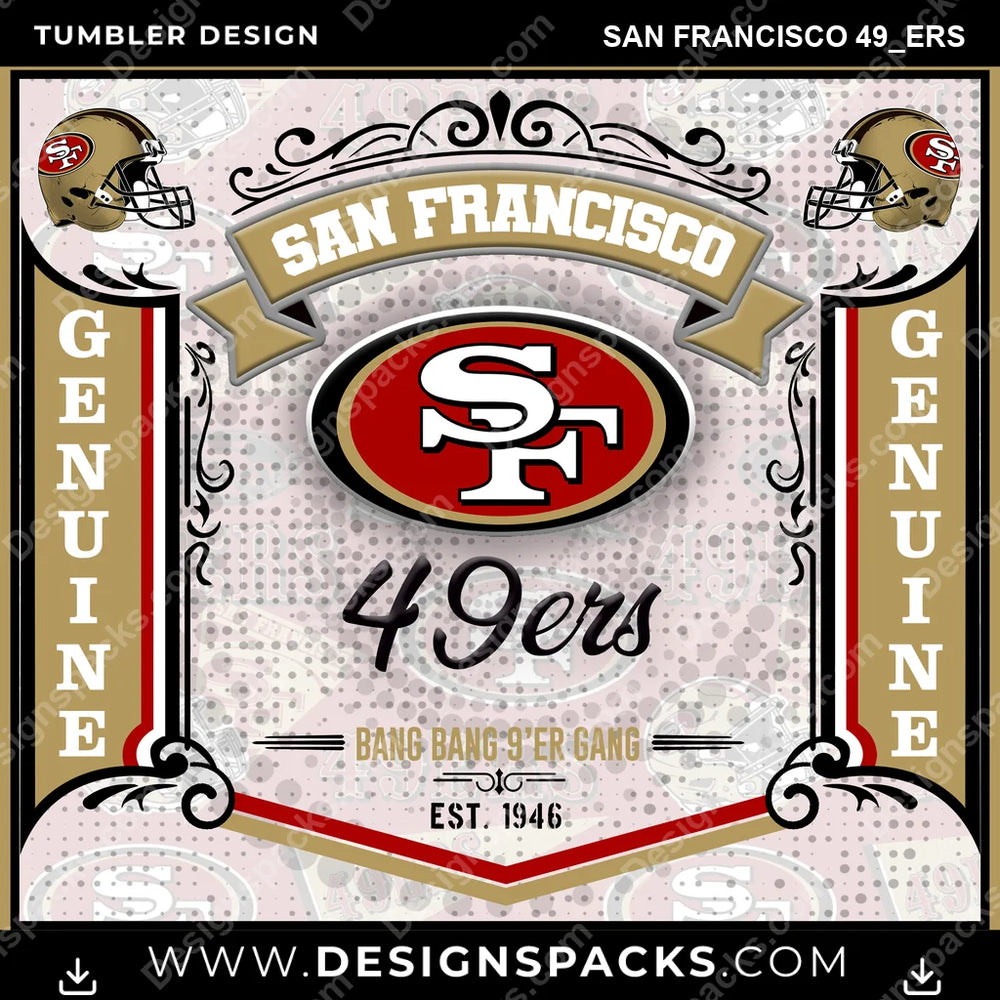 Football Bud San Francisco 49ers NFL Football Tumbler Digital Wrap Design Download