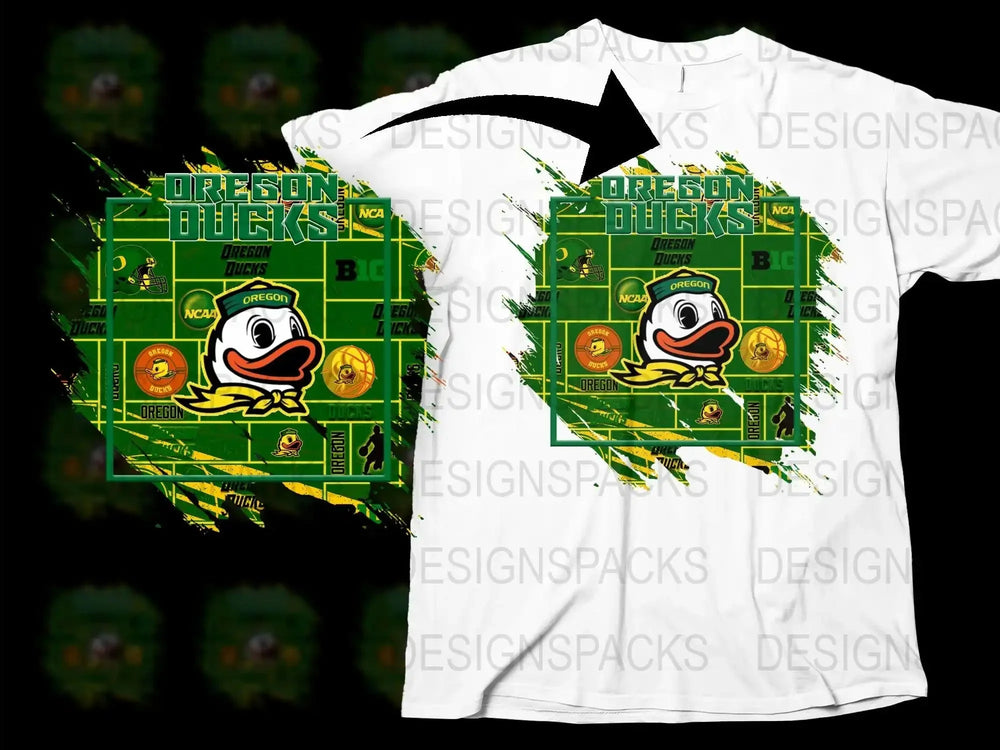 Oregon Ducks Graphic T-Shirt, NCAA Football Fan Apparel, College Team Sports Gear, White Cotton Tee