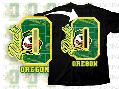 Oregon Ducks Graphic T-Shirt, Vintage Cartoon Duck, Bold Green and Yellow Design, Unisex Sports Tee