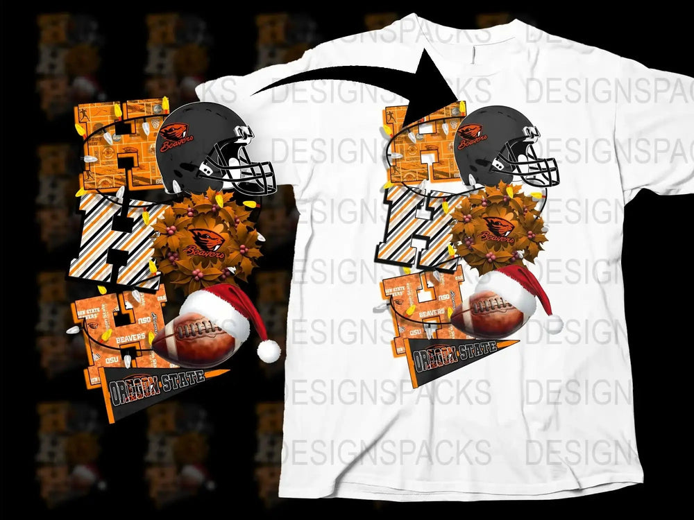 Orange Black Football Helmet T-Shirt, Collage Style Graphic Tee, Sports Fan Apparel, Unique Football Design Shirt, Team Spirit Wear