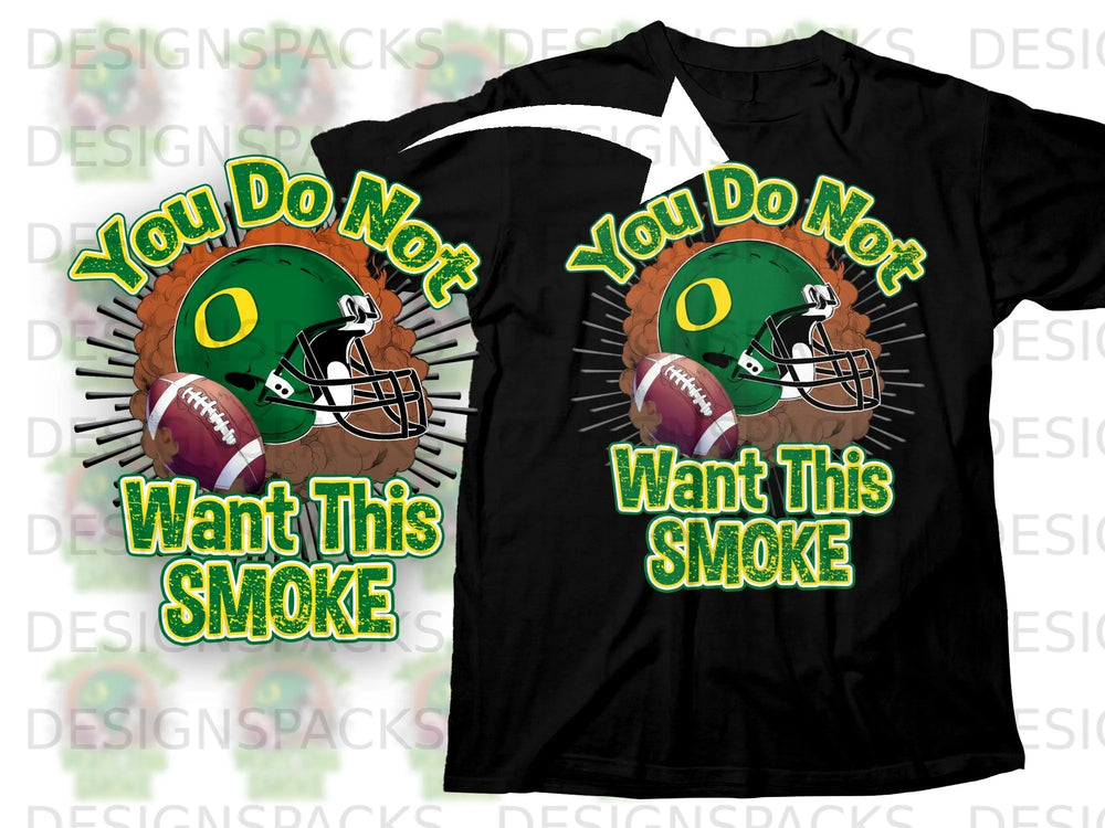Green football helmet with "You Do Not Want This Smoke" text design.