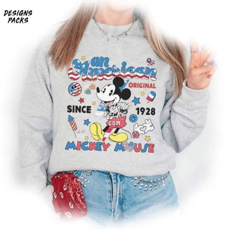 Original Mickey Mouse Fourth Of July Cricut Vintage Cartoon American 4Th Png Design
