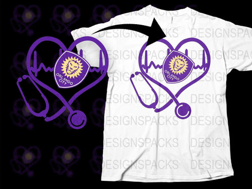 Orlando City Soccer Heartbeat Design Png Digital Download