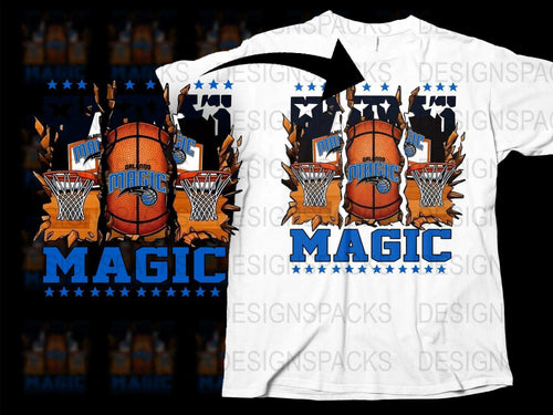 Magic Basketball Themed T-Shirt, Men's Sports Tee, Blue and White Graphic Shirt, Casual Athletic Apparel, Fan Gear