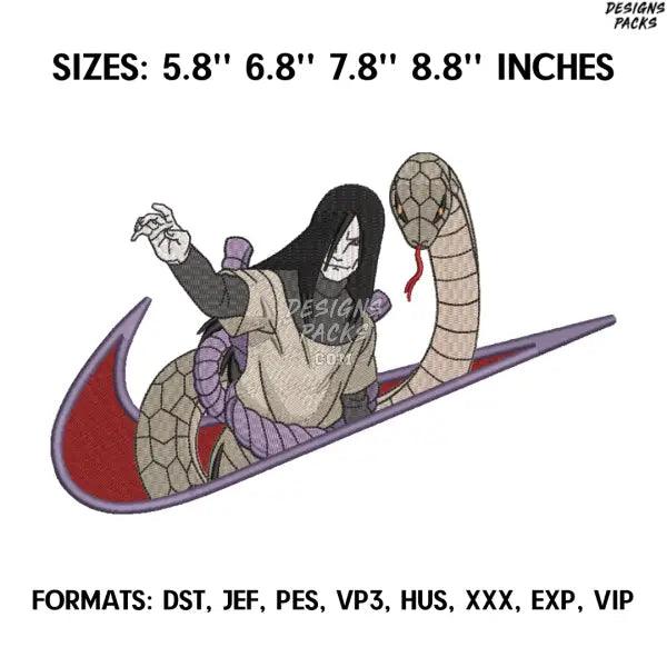 Orochimaru Embroidery Design File, Naruto Anime Embroidery Design, Anime Pes Design Brother, Orochimaru Anime Design