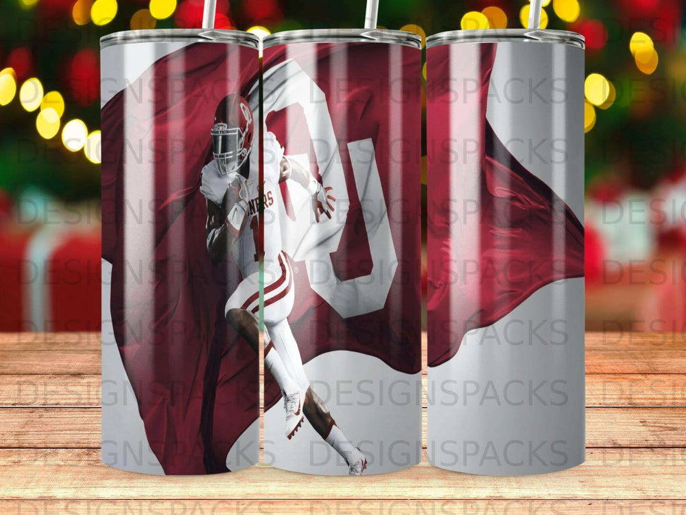 OU Football Player Dynamic Tumbler Digital Wrap Design