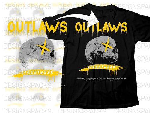 Outlaws Skull and Cross Streetwear Graphic Png Digital Download