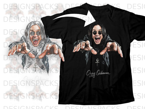 Black t-shirt with Ozzy Osbourne graphic and signature.