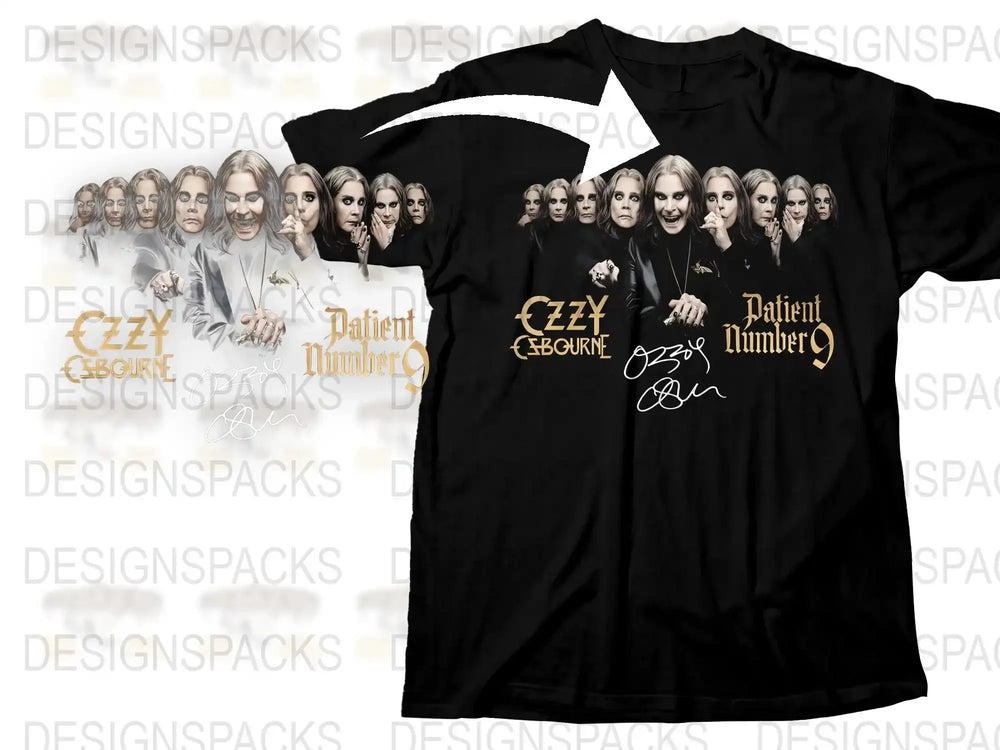 Ozzy Osbourne T-Shirt, Black Sabbath Rock Band Tee, Patient Number 9 Graphic, Signature Merchandise