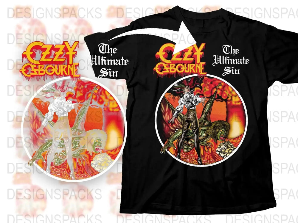 Ozzy Osbourne The Ultimate Sin Album Art T-Shirt, Vintage Band Tee, Rock Music Merchandise
