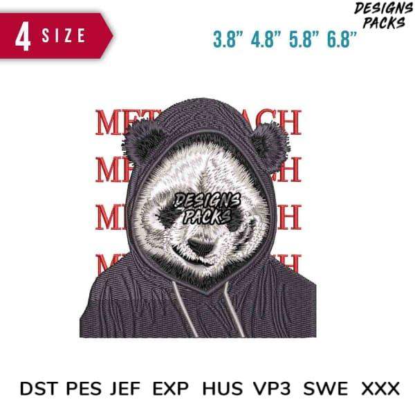 Panda in hoodie embroidery design, 4 sizes, DST PES JEF formats for instant download