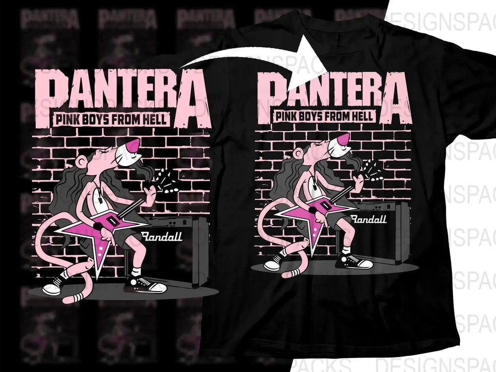 Pantera Cartoon Pink Boys From Hell Rock Band Png Design Digital Download