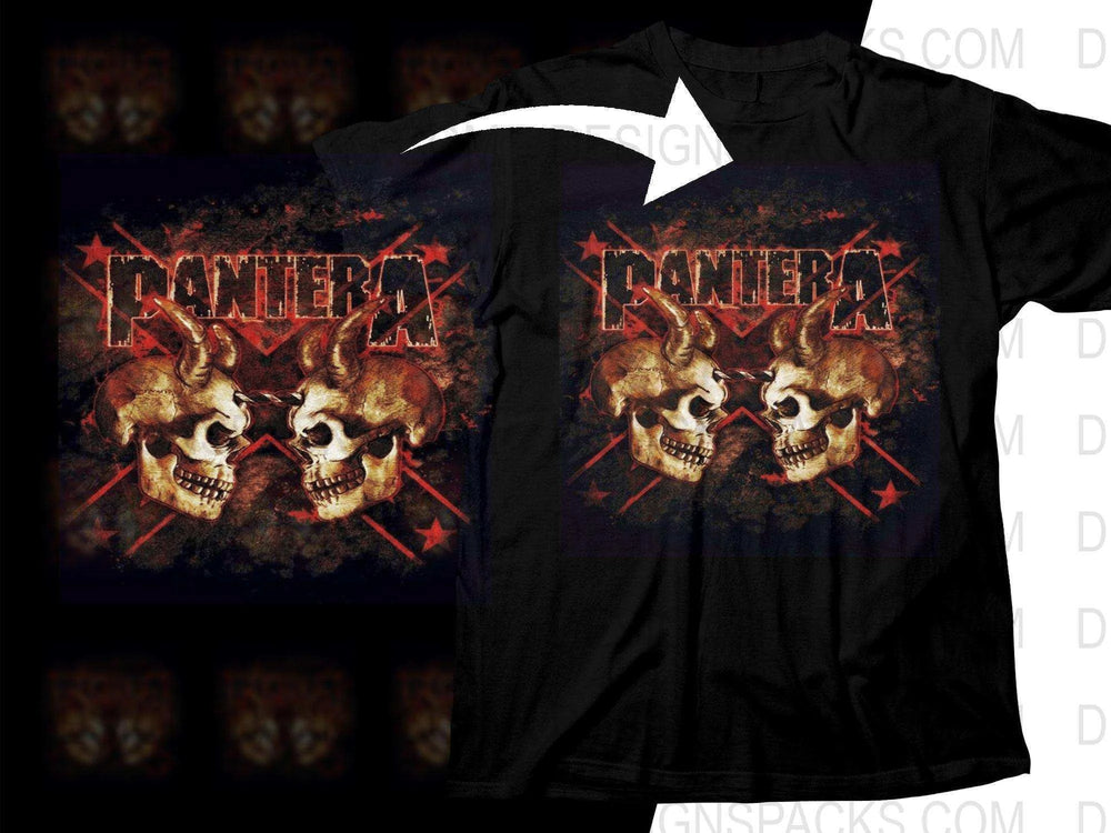 Pantera Fiery Skull Dual Image Rock Png Halftone Digital Download
