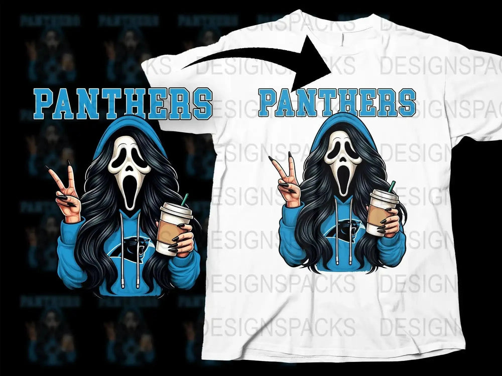 Panthers NFL Team GhostFace Scream Girl Png Digital Download