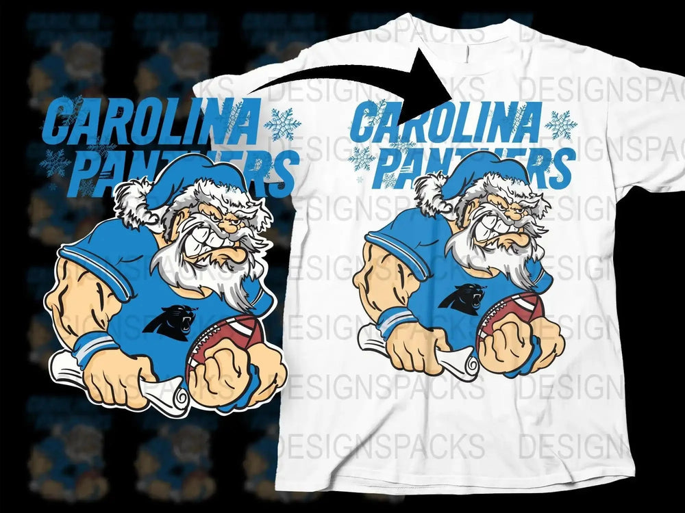 PANTHERS Team Christmas Football Santa Png Digital Download