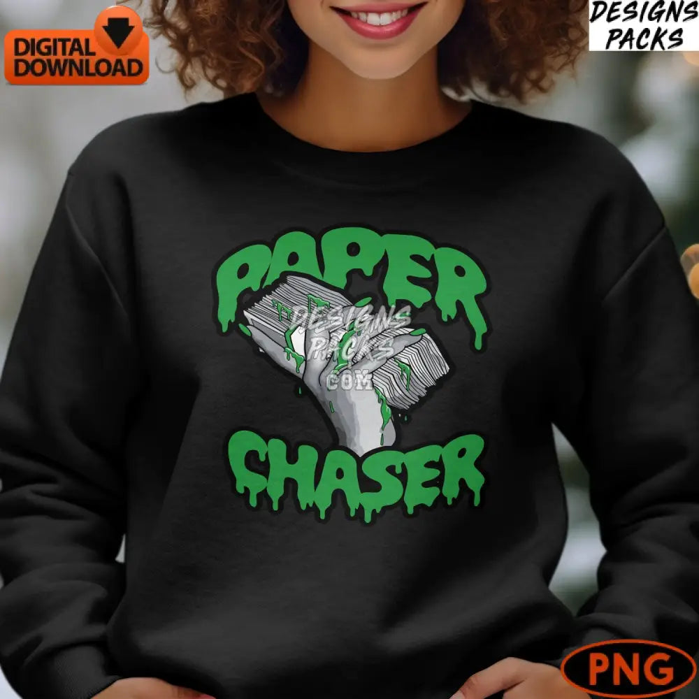 Paper Chaser Graphic Digital Download Png Green Money Hands Clipart Urban Style Art Instant
