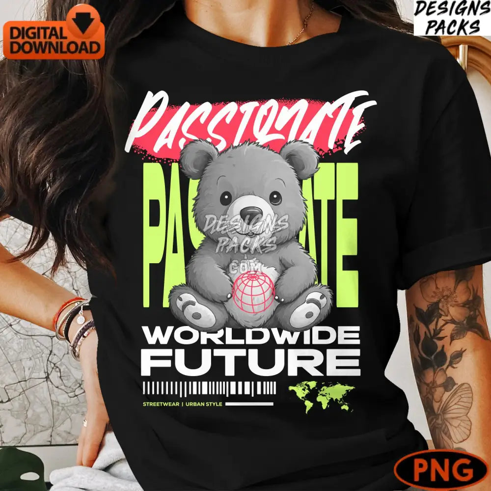 Passionate Panda Graphic Tee Design Worldwide Future Urban Png Digital Download Art For Streetwear