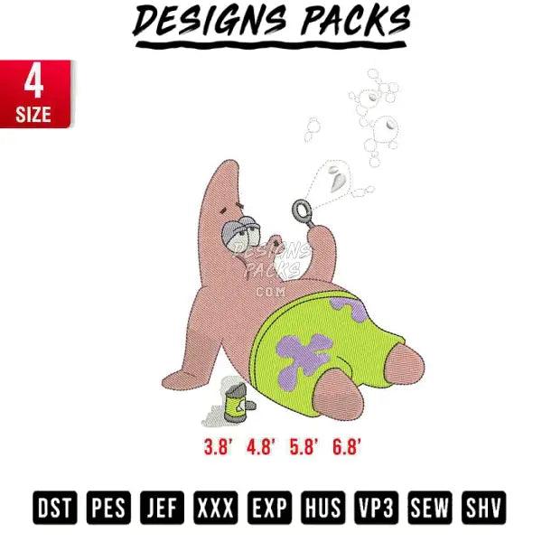 Patrick Blowing Bubbles Embroidery Design 