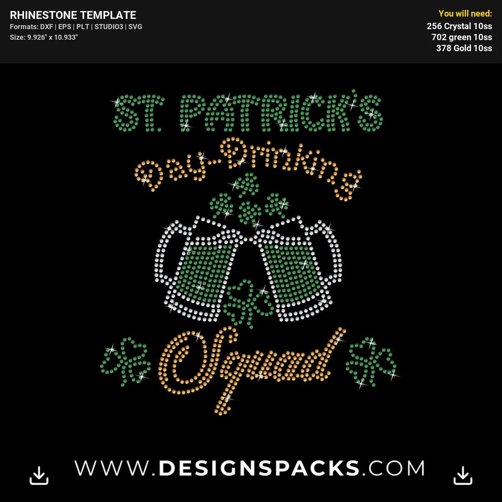 Patrick Drinkining Squad Updated Rhinestone Digital Template