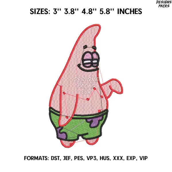 Patrick Embroidery Design File, SpongeBob Embroidery Design,.