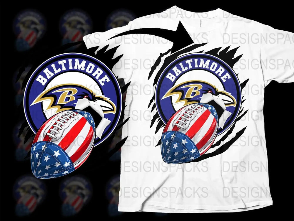 Patriotic Football Baltimore Ravens Team Png Digital Download