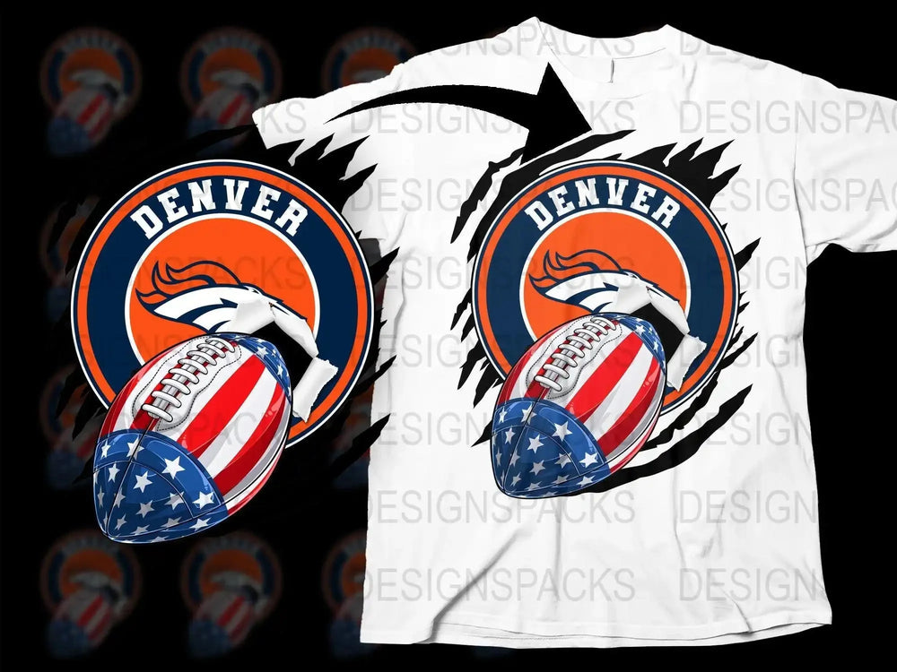 Patriotic Football broncos Team Png Digital Download