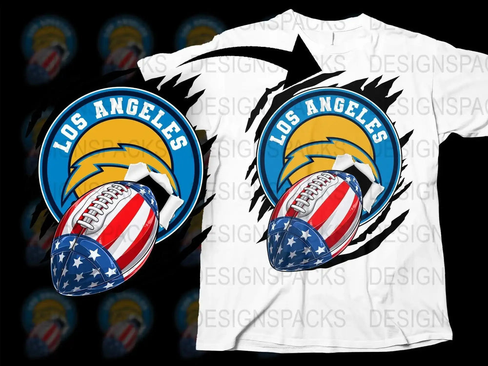 Patriotic Football chargers Team Png Digital Download
