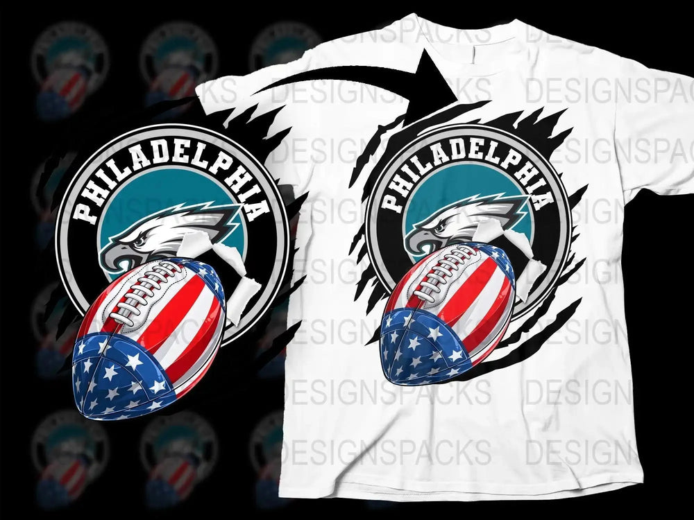 Patriotic Football eagles Team Png Digital Download
