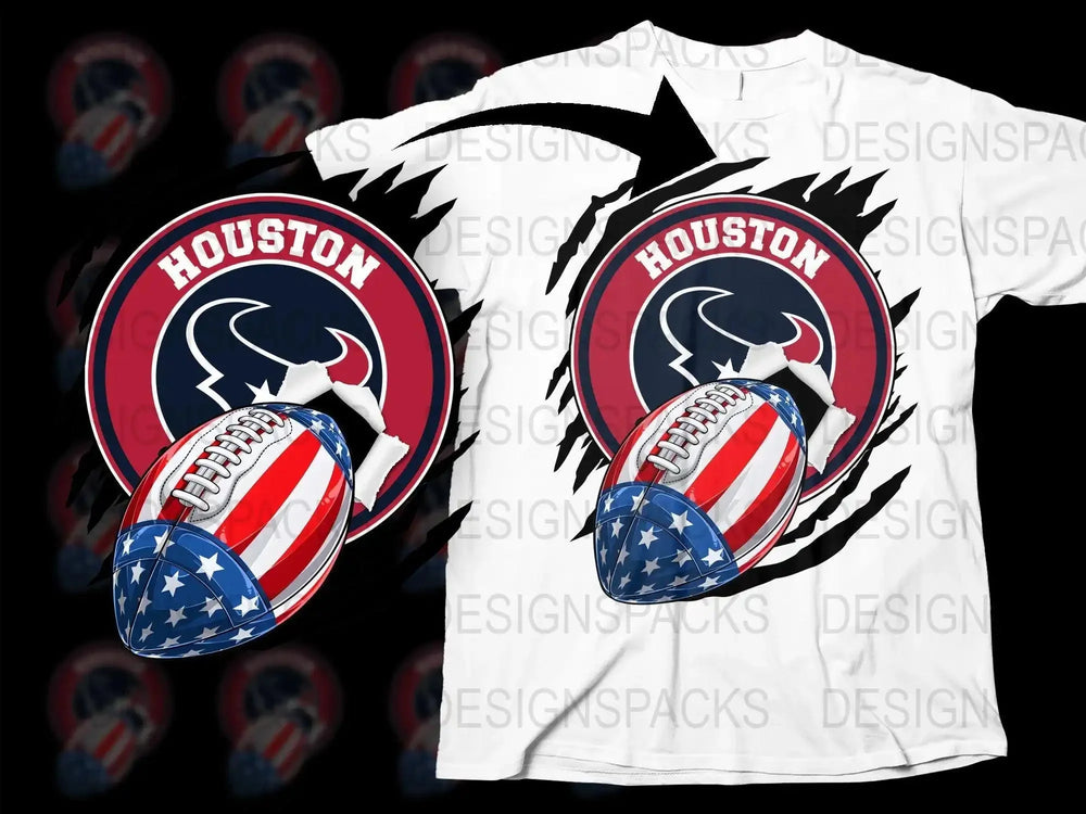 Patriotic Football Houston Texans Team Png Digital Download